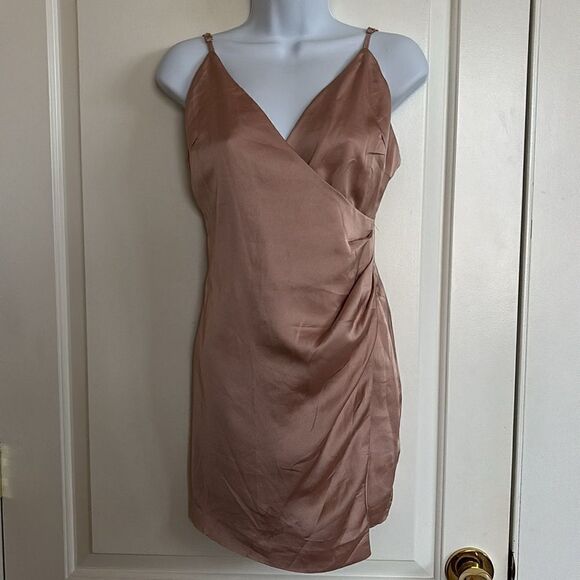 NWT Cotton Candy LA Blush Pink Silky‎ Wrap Asymmetrical Strappy Dress Size Small - Picture 1 of 9